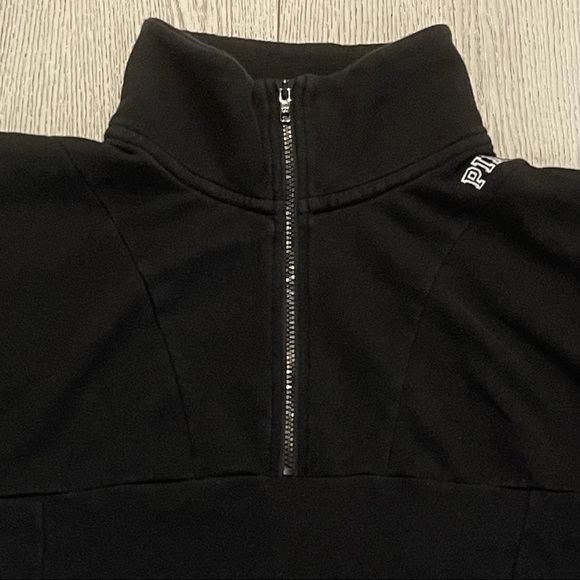 PINK VICTORIA’S SECRET 1/4 Zip Black Sweatshirt - Picture 2 of 8